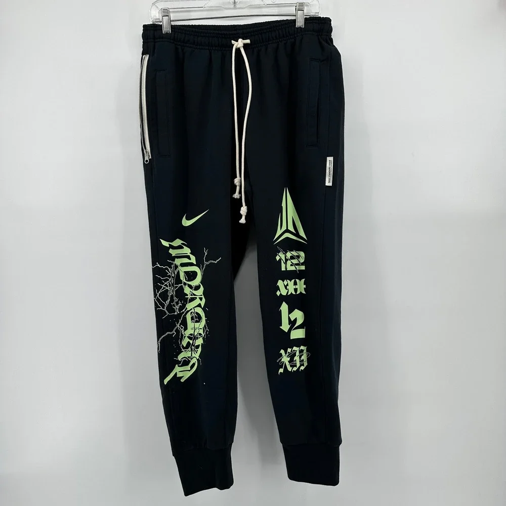 Nike Ja Morant Standard Issue Dri-FIT Basketball Jogger Pants Black Lime Lg NWT